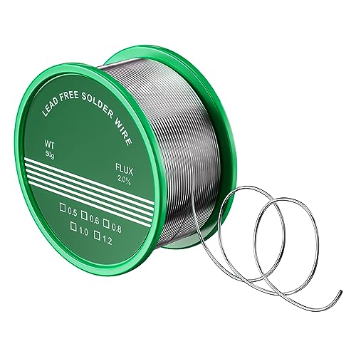 Magrimaxio lötzinn mit flussmittel, lötdraht bleifrei, soldering wire mit kolophonium kern, bleifreier löt draht elektronik, Sn99.3 Cu0.7, 50g/1mm, für Reparatur Elektrolöten Heimwerken