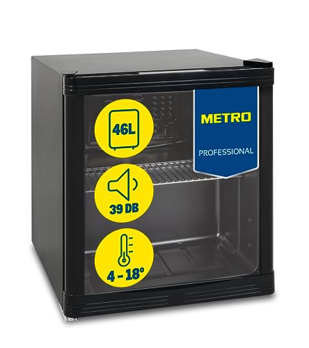 METRO Professional Minibar GPC1046, Edelstahl/Glas, 46 L, schwarz