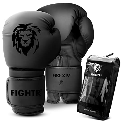 FIGHTR® Boxhandschuhe mit bestem Sitz für maximale Stabilität | Männer und Frauen | für Boxen, MMA, Muay Thai, Kickboxen & Kampfsport 08 10 12 14 16 oz | inkl. Tragetasche