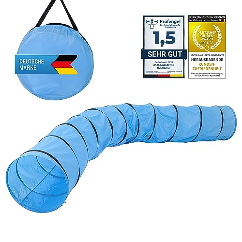 Hunde Agility Tunnel - Hundetunnel Spieltunnel Agilitytunnel Hundehöhle inkl. Heringe und Transporttasche (500 x 60 cm)