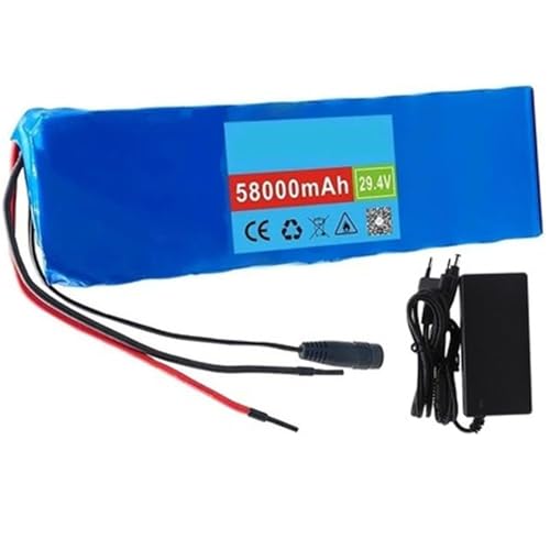 Caimcie 24V 58Ah 7S3P E-Bike Lithium-Ionen-Akkupack Eingebautes BMS mit Ladegerät Geeignet für Elektroauto Elektroroller XT60