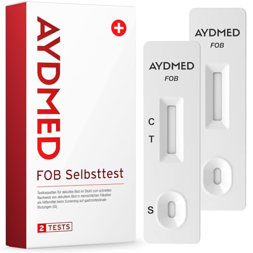 2 x AYDMED Tests auf okkultes Blut im Stuhl | FOB-Testkit für den Selbsttest zu Hause | Stuhlscreening auf gastrointestinale Blutungen | FIT-Test auf Darmkrebs | Ergebnisse in 5 Minuten