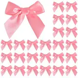 24 Stücke Selbstklebend Satinschleifen in Rosa - Perfekt für Taufe, Geburtstag, Hochzeit und Geschenkverpackungen - Satinband schleifen geschenkschleifen Deko für DIY Handwerk Karte Geschenkverpackung