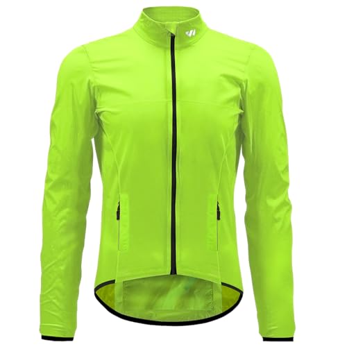 Wulibike Fahrradjacke Herren Windbreaker Wasserdichte leichte verpackbare Jacke mit Taschen und reflektierenden Streifen Grün XL