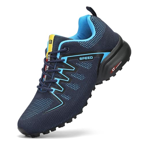 VENROXX Traillaufschuhe Herren Trailrunning Schuhe Wanderschuhe Atmungsaktiv Leicht Laufschuhe Trekkingschuhe rutschfeste Outdoor Sportschuhe, Blau, 44