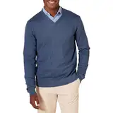 Amazon Essentials Herren Pullover mit V-Ausschnitt (in Übergröße erhältlich), Blau Heide, M