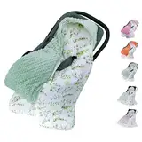 Miracle Baby Einschlagdecke Babyschale Winter Universal Kuscheldecke 90x90cm für Buggy Kinderwagen (Blätter)