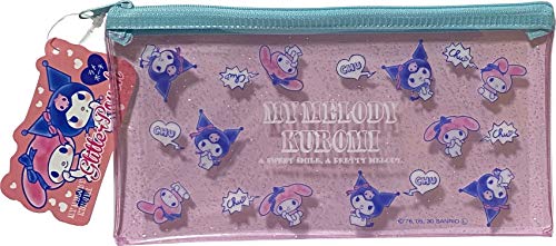 FRIEND Sanrio My Melody × Kuromi Flache Vinyl-Glitzer-Beutel, 20 × 10 cm, Reißverschluss, Stift-Zubehör, Tasche (niedlich), Mehrfarbig, Beutel