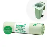 bioMat Kompostierbare 120l Biomüllbeutel, 10 Müllsäcke für Biotonne, Restmülltonne, Made in Germany, Premium-Qualität, Klimaneutral