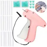 Quick Clothing Fixer, Quick Fixer for Clothes, Mini Quick Repair Garment Sewing Machine, Micro Tagging Stitch Tool for Clothes with 100 Replaceable Bear Buttons and 1100 Mini Micro Fasteners (Pink)