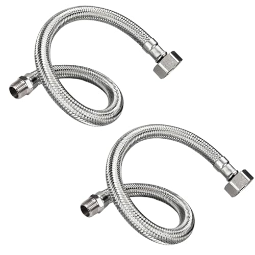 2 Stück Flexschlauch 3/8 Zoll, 20cm Panzerschlauch aus 304 Edelstahl 3/8" Überwurfmutter x 3/8" Außengewinde Anschlussschlauch Armaturenschlauch für Wasserhahn Eckventil Wassererhitzer