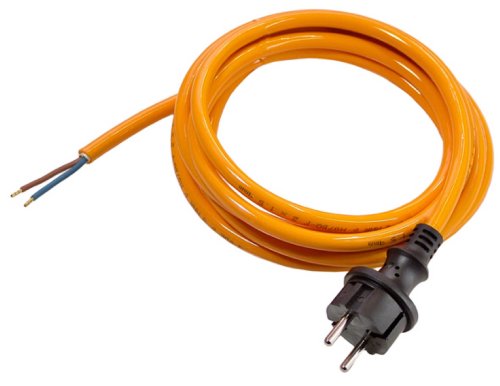 as - Schwabe PUR Baustellen-Anschlussleitung 3 m – Robuste Leitung 230 V, 16 A mit Polyurethan-Außenmantel H07BQ-F 2x1,5 - Konturenstecker, Ende 30 mm abgemantelt, Orange – IP44 - 70914