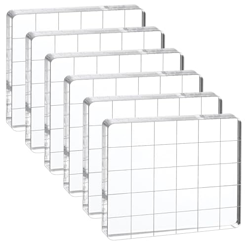 6 Stück Acryl Stempelblock Set Silikonstempel mit Gitterlinien Acrylblock für Silikonstempel Clear Stampblock für Scrapbooking Kartenherstellung Crafts Making