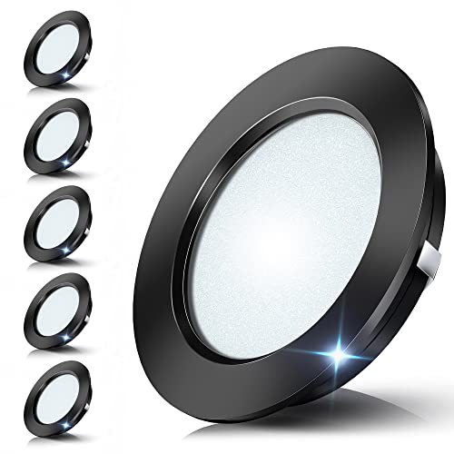 Jeloyutek 6 Stück LED Einbauleuchte 12V 3W 4000K Dimmbar Deckenleuchte Loch 60-65mm für Wohnmobil Boot Wohnwagen, für Vitrinen&Regale&Küchen Badezimmern&Wandschrank, Voll Aluminium Warmweiß, Schwarz