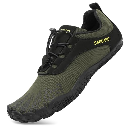 SAGUARO Barfußschuhe Herren Barfussschuhe Damen Barfuss Sommer Zehenschuhe Outdoor Traillaufschuhe Männer Grün 43