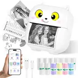 Ambesty Mini Drucker, Mobiler Fotodrucker, Tragbarer Mini Fotodrucker, Wireless Fotodrucker Thermodrucker, mit 13 Rollen,Smartphone Bluetooth Drucker,für Lernhilfe,Lernnotizen,Journal