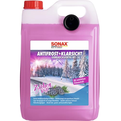 SONAX AntiFrost+KlarSicht Gebrauchsfertig bis -18 °C Zirbe (5 Liter) schneller, schlierenfreier & effektiver Scheibenreiniger für den Winter | Art-Nr. 01315050