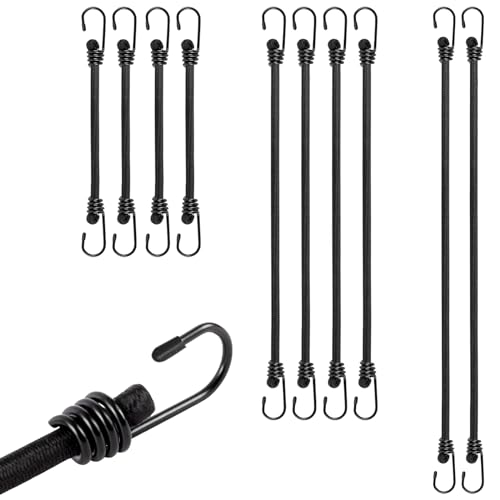 Expander Spanngurte Verstellbar Spanngummi mit Haken - 10er Set Gummispanner mit Haken in 3 Längen Vielzweck Gepäckspanner Schwarz Gummiseil für Outdoor Haushalt Gepäck Planen Dachträger