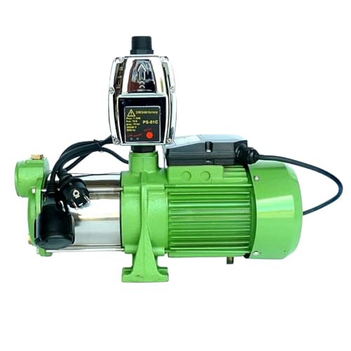 CHM GmbH® Kreiselpumpe Gartenpumpe Edelstahl 5400 L/h und 6,5 Bar mit Druckschalter/Trockenlaufschutz