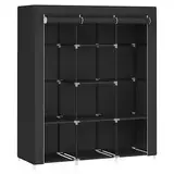 SONGMICS Kleiderschrank, Garderobe, Kleiderständer mit Vliesstoffbezug, Hängestangen, Ablagen, 45 x 130 x 167 cm, große Kapazität, für Schlafzimmer, Wohnzimmer, tintenschwarz RYG096B01, Schwarz