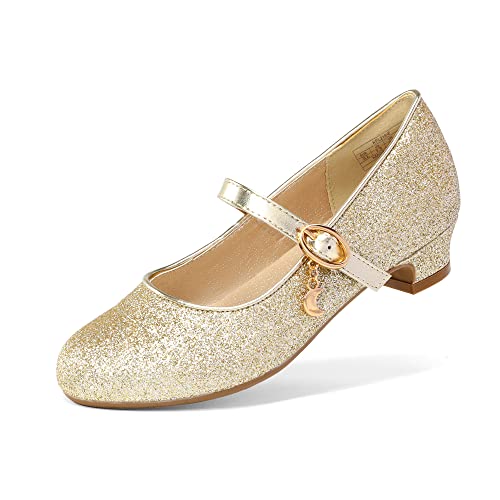 DREAM PAIRS Ballerinas Mädchen Mary Jane Flache Schuhe Ballerinas Prinzessin Schuhe Kommunionschuhe Schulschuhe,Size 36,Gold,KFL219-E