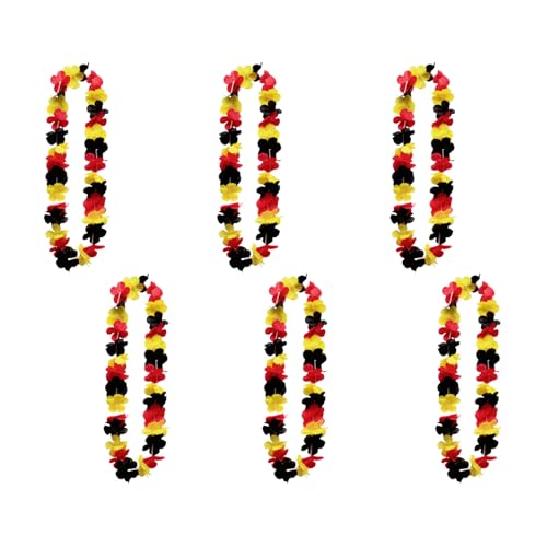 6 Stück Deutschland Fanartikel Blumenkette,Deutschland Hawaii Ketten,Flagge Girlanden Schwarz Rot Gelb,Deutscher Nationalfeiertag Deko,Kette Accessoires,Nationalmannschaft Fanpaket für Fußballpartys