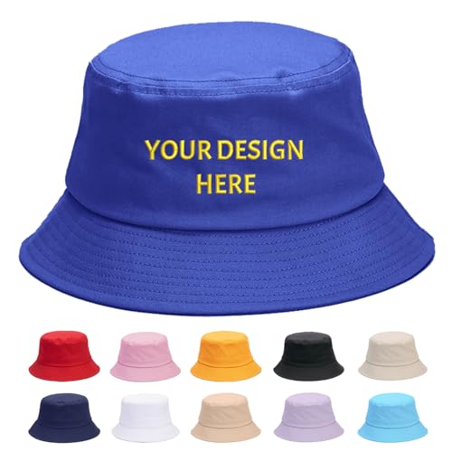 Buaodam Fischerhut Personalisiert, Anglerhut Selbst Gestalten mit Stickerei Text, Logo und Drucken Foto, Unisex Sonnenhut Strandhut Bucket hat Outdoor Sommermütze Herbst Hut