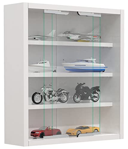 VCM Glasvitrine hängend | Vitrine Glas mit ESG-Sicherheitsglas | Maße: H. 40 x B. 37 x T. 10 cm| Hängevitrine Glas | Modern und platzsparend | Glas Vitrinenschrank - Agisa S Weiß