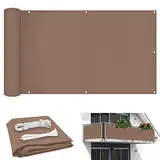 LAUDS Balkon Sichtschutz Balkonabdeckung Balkonverkleidung Blickdichte BalkongeläNder Windschutz UV-Schutz Wetterfest,mit öSen Nylon Kabelbinder und Kordel-Khaki|| 70cm x 200cm