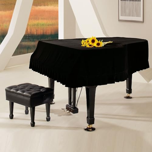 Cutfouwe flügel Abdeckung Klavier-Grand Piano Abdeckung-Schwarze Piano Staubdicht Dekoriert Cover Mit Gefalteter Saum Abdeckung für Klavier verdicken 170~180cm