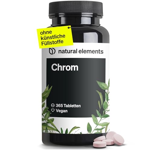 Chrom aus Chromium Picolinate – hochdosierte 200 mcg Chrom pro Tablette – 365 Tabletten – vegan, ohne unnötige Zusätze – in Deutschland produziert & laborgeprüft