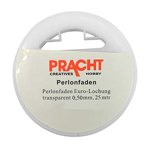 Pracht Creatives Hobby 2998-50011 Perlonfaden transparent, 0,5 mm x 25 m, Tragkraft 6,0 kg, auf einer Spule, ideal zur Schmuckgestaltung, für Mobiles und zur Dekoration