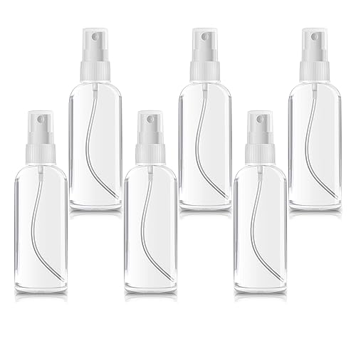 6 Stück 50ml Sprühflasche, Kleine Sprühflaschen zum Befüllen, Transparente Leer Feinen Nebel Sprühflasche Reise Zerstäuber, für Flüssigkeit Kosmetik für Reisen, Reinigung, Körperpflege