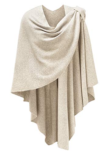 PULI Damen Poncho Schal mit Kaschmir Strick Cape Cardigan für Frauen , 1-beige, Gr. Einheitsgröße