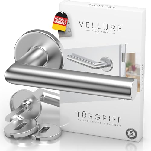 Vellure® Türgriff Set aus Edelstahl (Inkl. Bohrschablone & Montageanleitung) Türklinken Innentüren - Türbeschlag - Drückergarnitur Zimmertüren (Für Zimmertüren)