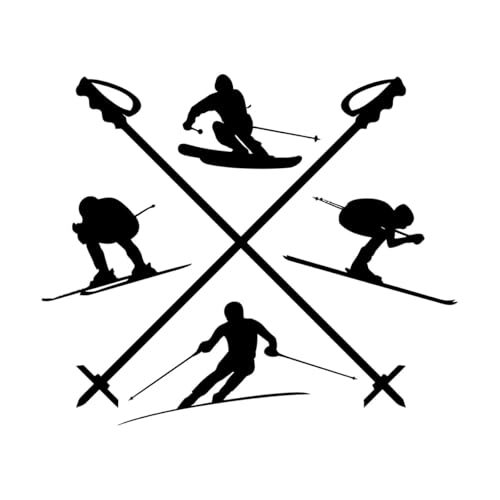Skifahrer Skifahren Skiverleih Wintersport Feinschnitzerei-Aufkleber 68x80.6cm Beschädigt die Wandoberfläche nicht Schwarz