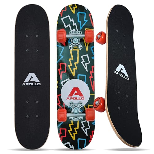 Apollo Kinder Skateboard, | kleines Komplett Board mit ABEC 3 Kugellagern und Aluminium Achsen | Coole Designs für Kinder | Cruiser Boards für Mädchen und Jungs | Kinder Skateboard ab 3 Jahre