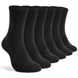 TUUHAW Tennissocken Damen 39-42 Baumwolle 6 Paar Schwarz Herrensocken Laufsocken Sportsocken Wandersocken Damen-Socken Lange Running Socks Anti Schweiß Socken