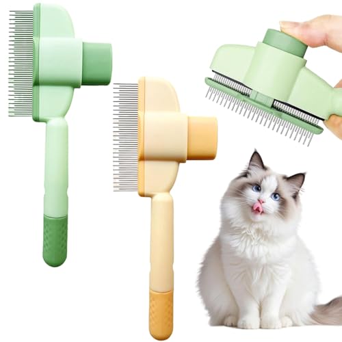 2 x Haustierkämme für Katzen, Flohkamm für Hunde, Edelstahl-Metallzahnkamm für Haarausfall und Verfilzungen, langlebige, selbstreinigende Haustierkämme für die Fellpflege