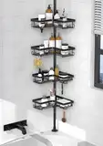 Kegii Teleskop Duschregal Teleskopregal Bad Duschablage Eckregal für Dusche und Badewanne Schwarz, 4 Stück - Teleskopregal Badezimmer Organizer