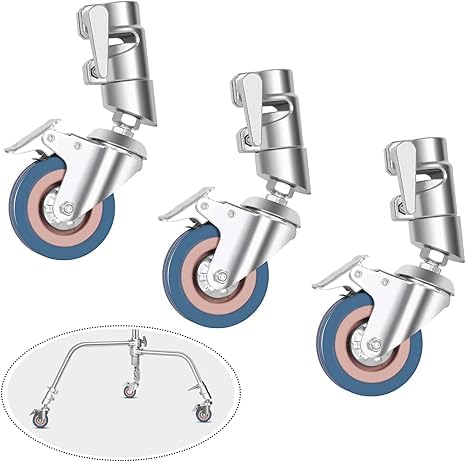 EMART 3 Stück C Stand Rollen,C Ständer Lenkrollen 75 mm im Durchmesse für 25mm C Stand,Stativrollen für Foto und Video Studio Photo Stativ Lampenstativ Lichtstativ