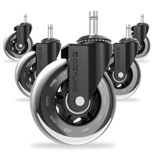COSYLAND Rollen für Bürostühle 5pcs -11mm x 22 mm Bürostuhl Rollen - Gummirollen für Bürostuhl - Sehr Leise Hartbodenrollen - Passend für 99% Bürostuhlrollen