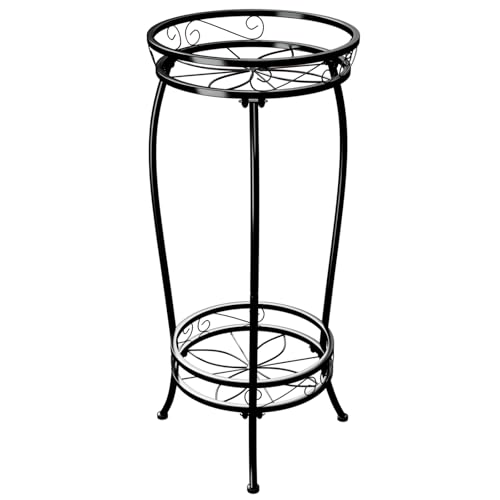 Bamworld Blumenständer Metall Pflanzenständer Blumenhocker Schwarz Hoch Zimmer Deko (30x30x70cm)