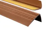 PerfectPVC PVC Treppenkantenprofil selbstklebend 65x40mm 0,90m Antirutsch-Profil Treppenprofile Kantenschutz Winkelprofil aus Kunststoff für Treppenstufen Treppen Bernsteinfarbe