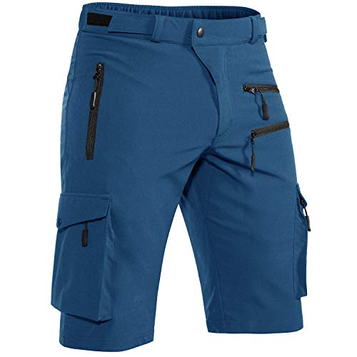 Hiauspor Shorts Herren, Sommer Leichte Schnelltrocknend mit 5 Taschen Cargo Bermuda Wanderhose Sport Chino Trekking Outdoor MTB Hose Männer Kurz Atmungsaktiv Stretch (Indigo, M)
