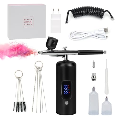 Ulable Airbrush Set,Airbrush Kit,Multifunktions Dual Action Airbrush Set,Kabelloses Airbrush-Kit, für Make-up Kunst Handwerk,Nagelkunst,Kuchen Tattoo Modell,airbrush set kinder