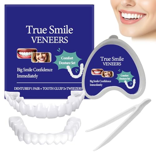 Veneers Zähne zum Aufstecken,Zahnersatz zum Aufstecken, Zahnprothesen, Zähne zum Aufstecken Eignet Sich zum Abdecken von Schiefen, Verfärbten, Fehlenden Oder Gesprungenen Zähnen.