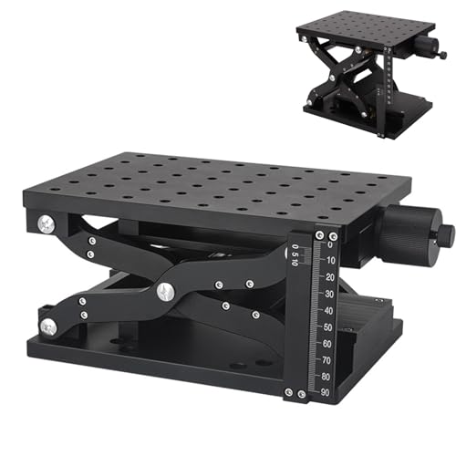 ANGDI Manuelle Z-Achsen-Hebebühne, Manueller Laborheber, Optischer Hubtisch, Laborlift, Optische Schiebebühne, Hubweg 110 mm, 210 x 150 mm, Tragkraft 30 kg, für Zuhause, Labor und Büro