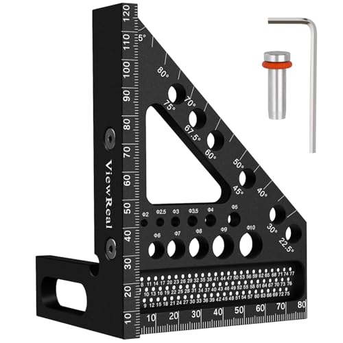 3D-Gehrungswinkel Multifunktional 22.5-90 Winkelmaß Aluminiumlegierung Hochpräzises Layout-Messwerkzeug Anreisswerkzeug Holzbearbeitungs-Messwerkzeuge für Tischler, Ingenieur Schwarz