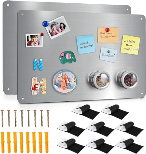 Lawei 2 Stück Magnettafel Magnetboard, 43,5 x 30 cm Magnetische Metalltafel Wandtafeln Magnetwand Magnetische Kreidetafel zum Präsentieren von Notizen, Fotos, Gewürzgläsern